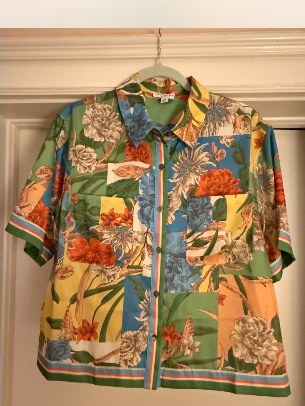 Anthropologie—Current Air Border Print Floral Block Shirt